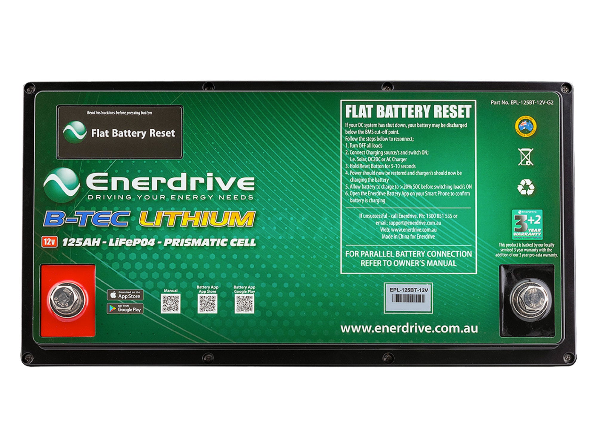 Enerdrive EPOWER B-TEC 125AH Lithium Battery With APP Based Monitoring ...