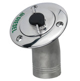 50mm Angled Fuel Filler with Breather - Lockable Stainless Steel