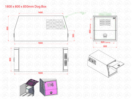 800mm Half Dog Box - Alloy
